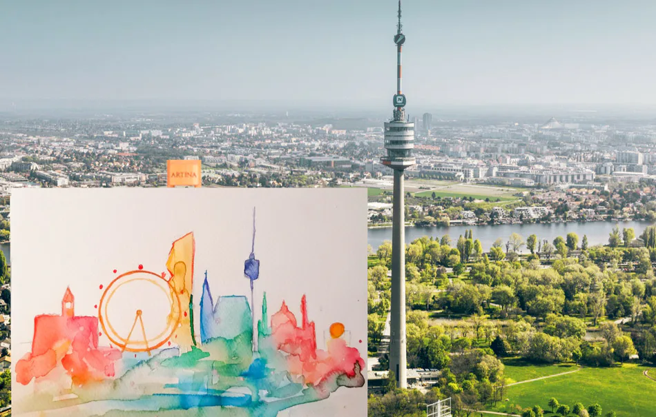 Malkurs Wiener Skyline Donauturm Wien - 1