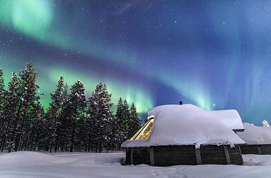 Übernachtung in der Glasdach-Hütte in Lappland für 2
