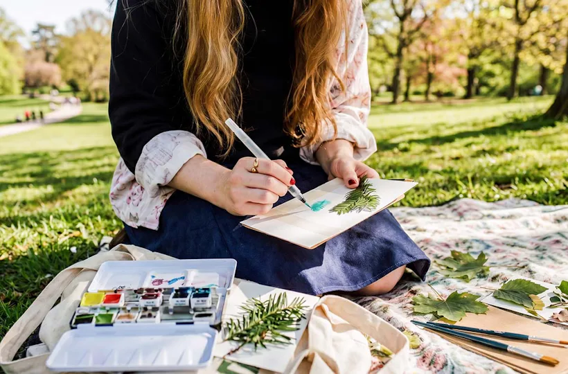 Aquarell malen im Park