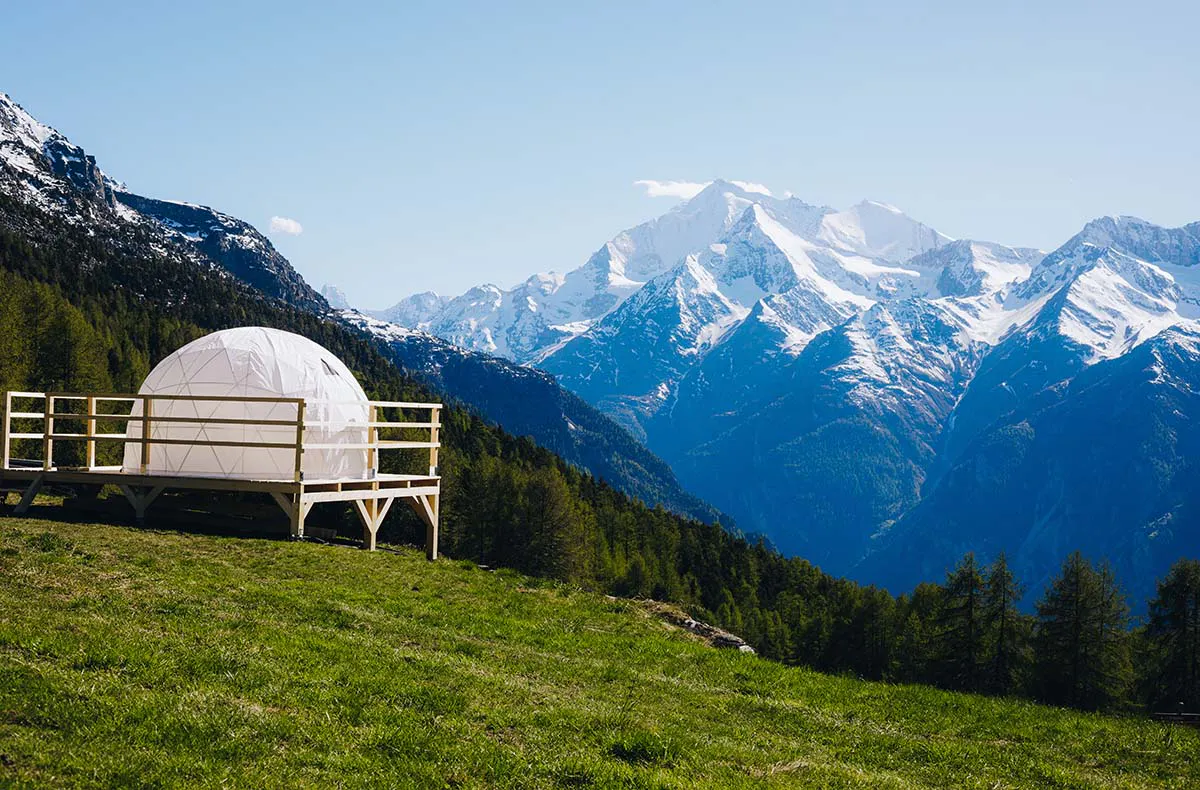 Bubble Übernachtung in der Bergfenster- Suite für 2 (1 Nacht) in Wallis
