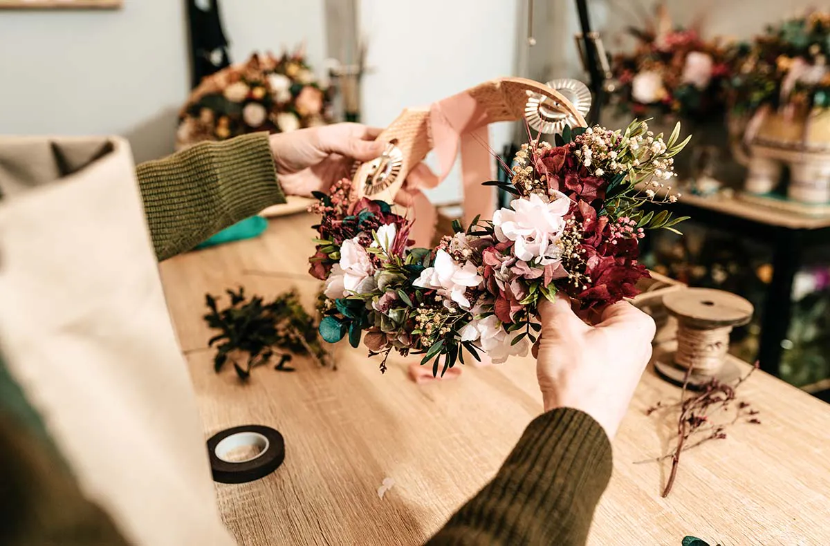 Trockenblumen Türkranz selber machen Pliening